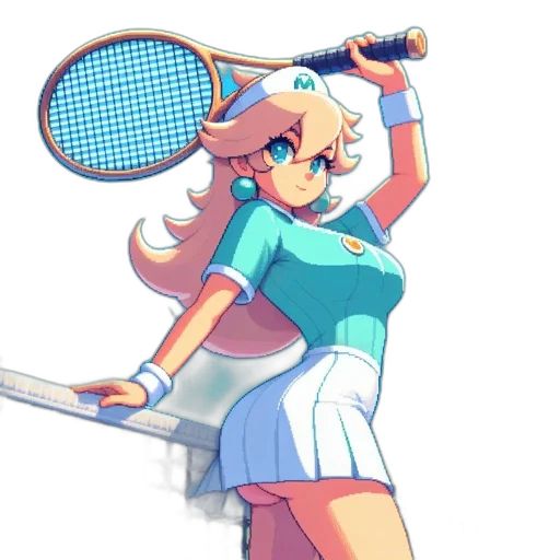 dress, staff, robot, weapon, pixel art, anime, vaporwave, cartoon transparent PNG cut-out