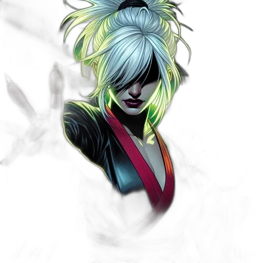 staff, mask, face, hair, concept art, fantasy art, comic book art, anime transparent PNG cut-out