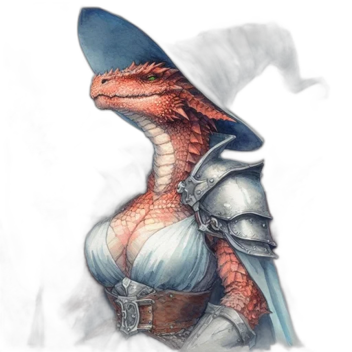 dragon, dress, creature, staff, fantasy art, concept art, watercolor, pixel art transparent PNG cut-out