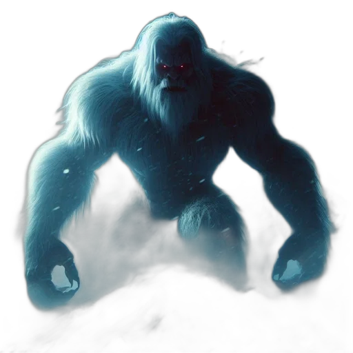 creature, animal, concept art, fantasy art, 3d render, comic book art, snow, fog transparent PNG cut-out
