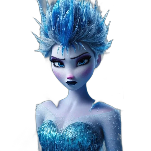 concept art, 3d render, fantasy art, cartoon, blue, elsa, frozen, depicted transparent PNG cut-out