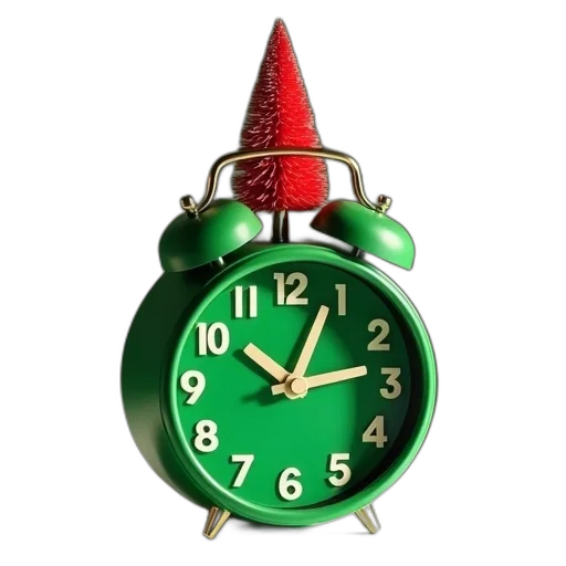 3d render, green, soccer, table, clock, red, christmas, tree transparent PNG cut-out