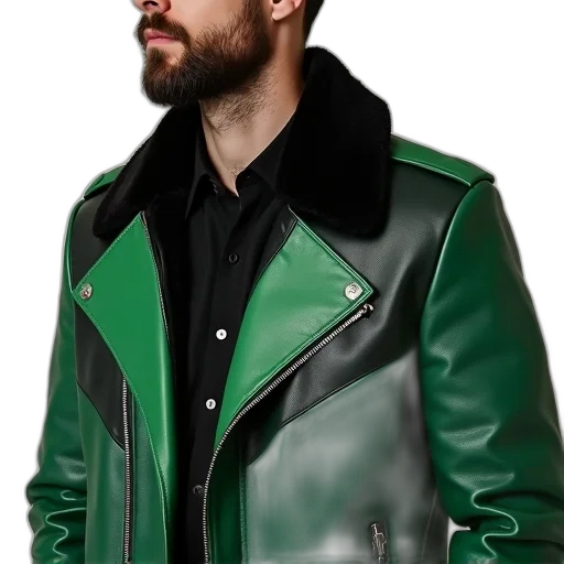jacket, photorealistic, cyberpunk, 3d render, concept art, green, man, wearing transparent PNG cut-out