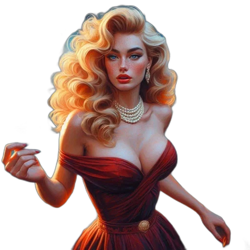 dress, jewelry, crown, fantasy art, photorealistic, concept art, oil painting, red transparent PNG cut-out