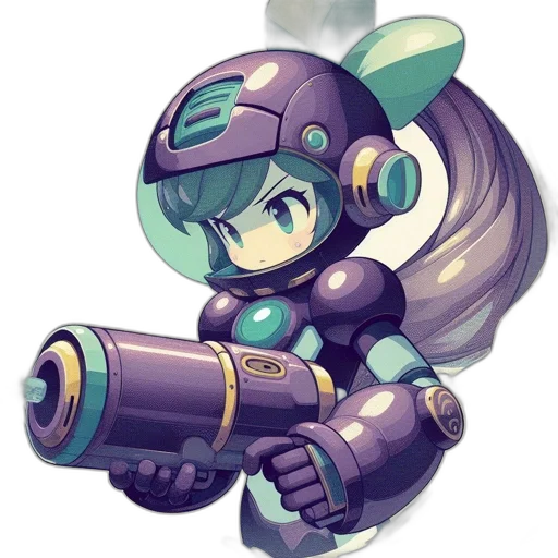robot, weapon, staff, concept art, pixel art, fantasy art, cartoon, outer space transparent PNG cut-out