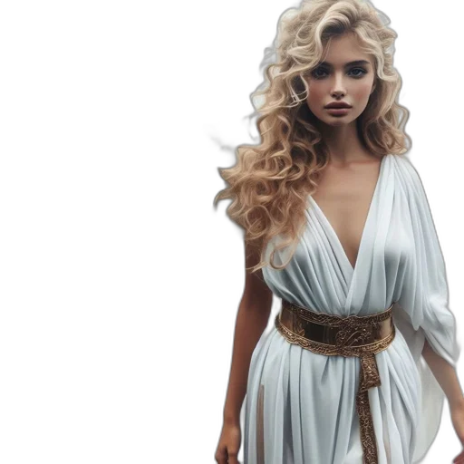 dress, photorealistic, concept art, fantasy art, woman, long, wavy, blonde transparent PNG cut-out