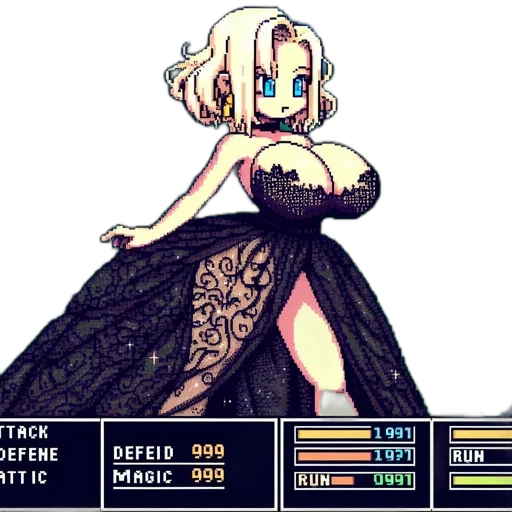 dress, staff, weapon, pixel art, cyberpunk, anime, fantasy art, monochrome transparent PNG cut-out