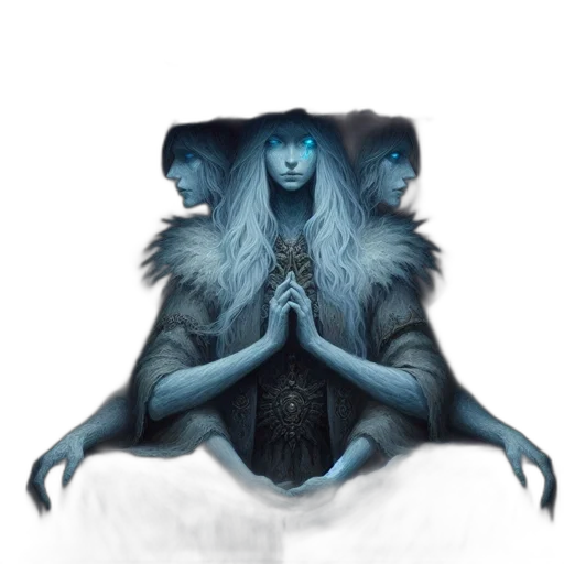 creature, concept art, fantasy art, watercolor, comic book art, blue, monochrome, woman transparent PNG cut-out