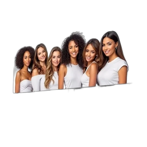 staff, hair, jewelry, photorealistic, large, billboard, featuring, group transparent PNG cut-out