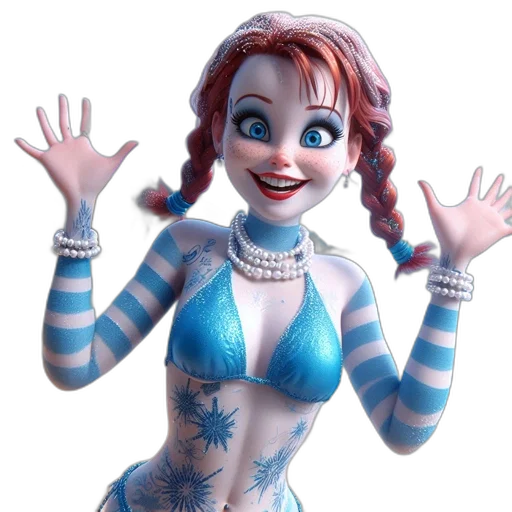 robot, dress, 3d render, concept art, cartoon, comic book art, underwater, animated transparent PNG cut-out