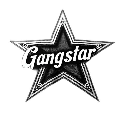 staff, photorealistic, close-up, black, t-shirt, white, silver, gangstar transparent PNG cut-out