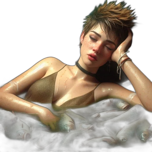photorealistic, concept art, oil painting, fantasy art, underwater, earth tones, golden, relaxed transparent PNG cut-out