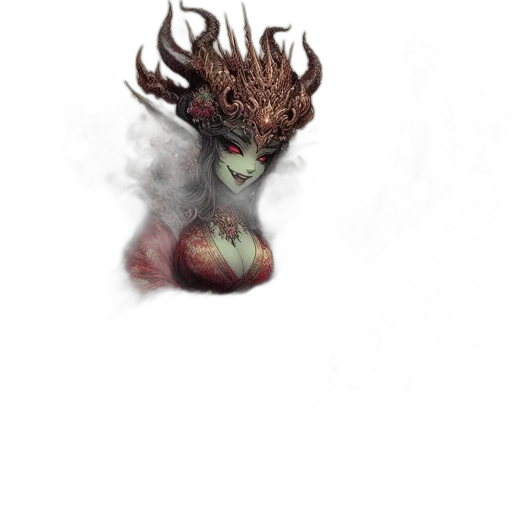 crown, creature, mask, hair, concept art, fantasy art, pixel art, watercolor transparent PNG cut-out