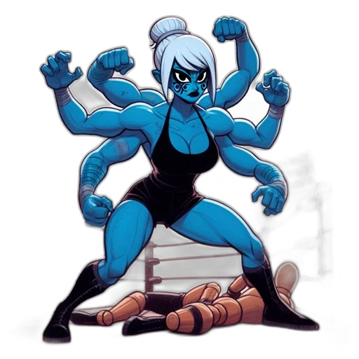 robot, creature, comic book art, concept art, cartoon, fantasy art, blue, intense transparent PNG cut-out