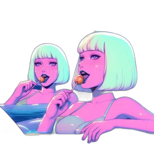 food, face, creature, jewelry, vaporwave, concept art, pixel art, cyberpunk transparent PNG cut-out
