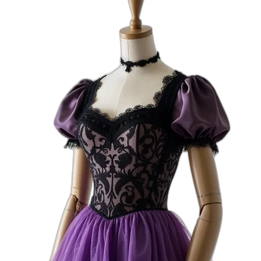 dress, dark, mannequin, dressed, victorian-style, black, lace, bodice transparent PNG cut-out