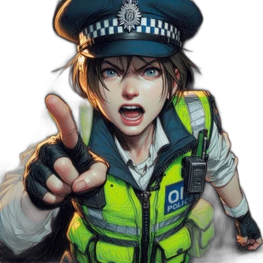 staff, face, weapon, jacket, concept art, cyberpunk, photorealistic, anime transparent PNG cut-out