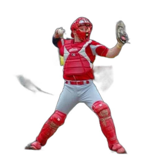 staff, weapon, 3d render, baseball, catcher, red, gear, ready transparent PNG cut-out
