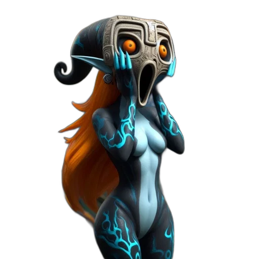 robot, staff, mask, concept art, fantasy art, 3d render, pixel art, animated transparent PNG cut-out