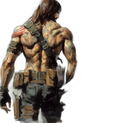 weapon, concept art, fantasy art, cyberpunk, photorealistic, two, characters, one transparent PNG cut-out