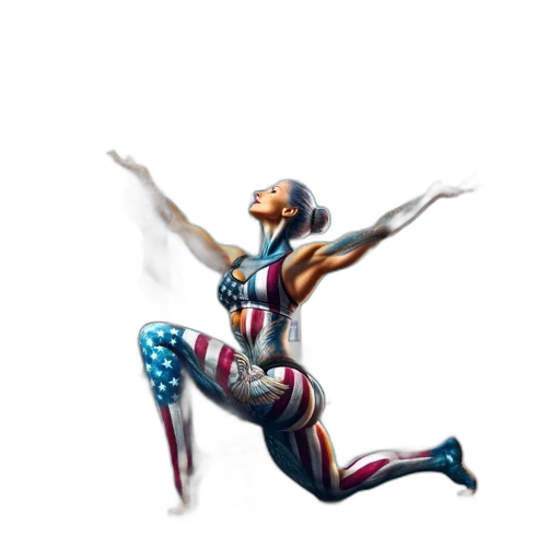 concept art, pixel art, comic book art, 3d render, american, flag-clad, woman, stands transparent PNG cut-out