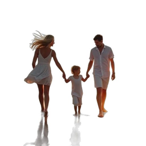 photorealistic, 3d render, family, beach, session transparent PNG cut-out