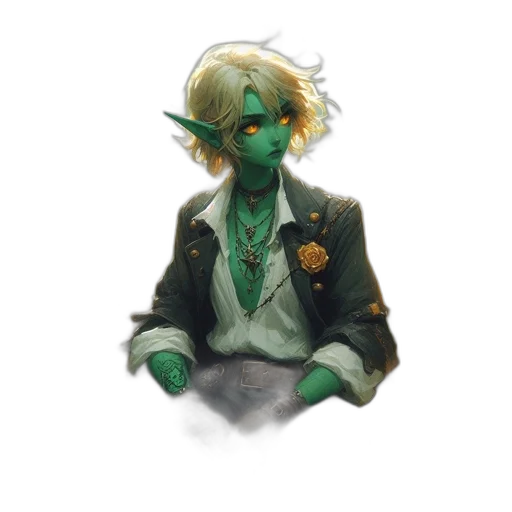 mask, staff, creature, concept art, fantasy art, watercolor, pixel art, green transparent PNG cut-out