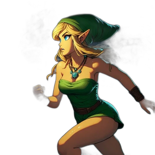 dress, mask, concept art, fantasy art, pixel art, comic book art, green, golden transparent PNG cut-out