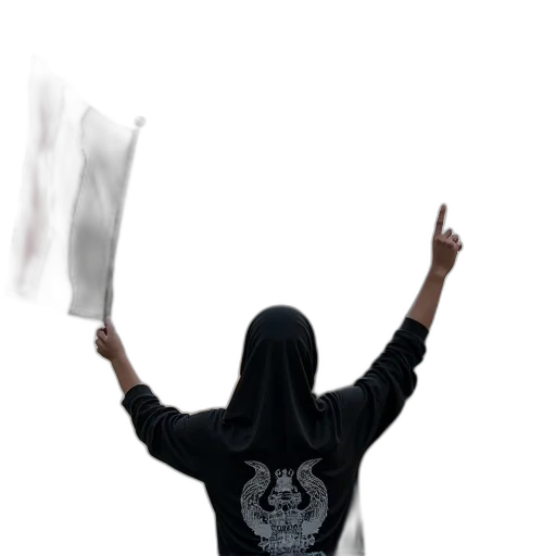 jacket, weapon, staff, mask, concept art, 3d render, person, holding transparent PNG cut-out