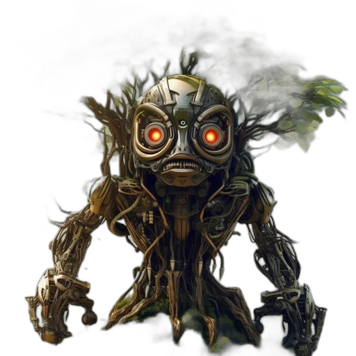 robot, mask, creature, face, concept art, fantasy art, comic book art, 3d render transparent PNG cut-out