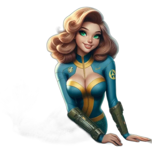comic book art, fantasy art, concept art, cartoon, green, mermaid, vivid, eyes transparent PNG cut-out
