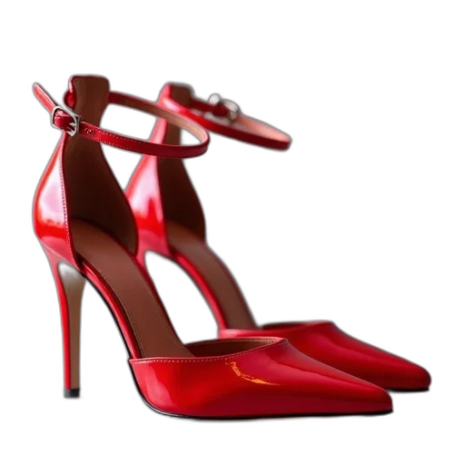 shoes, 3d render, red, pair, high-heeled, sandals, pointed, toe transparent PNG cut-out
