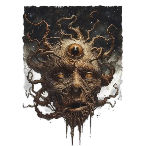 face, mask, creature, crown, concept art, fantasy art, photorealistic, comic book art transparent PNG cut-out