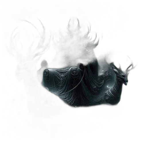 dragon, mask, hair, creature, concept art, fantasy art, photorealistic, 3d render transparent PNG cut-out