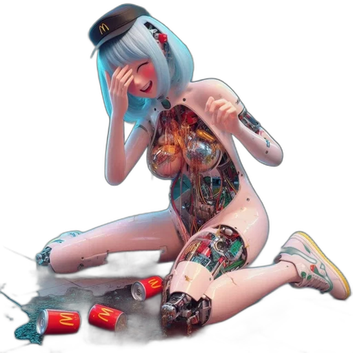 robot, dress, jewelry, weapon, concept art, cyberpunk, fantasy art, pixel art transparent PNG cut-out