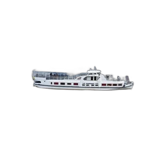 3d render, photorealistic, white, boat, red, windows, sails, river transparent PNG cut-out