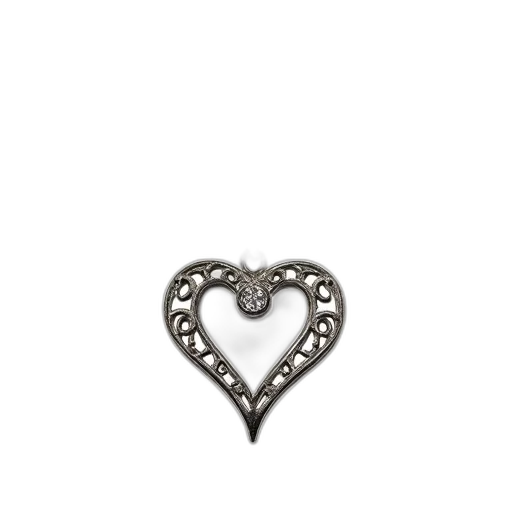 jewelry, crown, furniture, staff, 3d render, silver, necklace, heart-shaped transparent PNG cut-out
