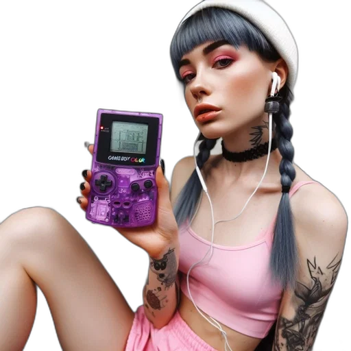jewelry, robot, dress, cyberpunk, vaporwave, photorealistic, pixel art, pastel transparent PNG cut-out
