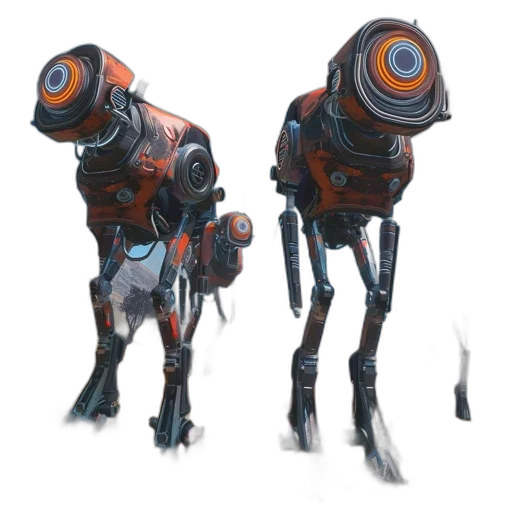 robot, creature, weapon, staff, concept art, 3d render, cyberpunk, fantasy art transparent PNG cut-out