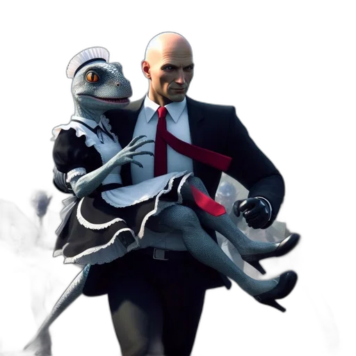 jacket, mask, weapon, robot, concept art, 3d render, anime, cyberpunk transparent PNG cut-out