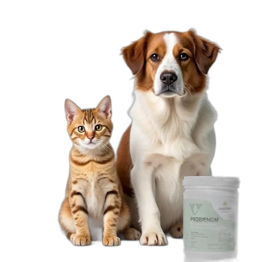 animal, small, cat, large, dog, sitting, next, each transparent PNG cut-out