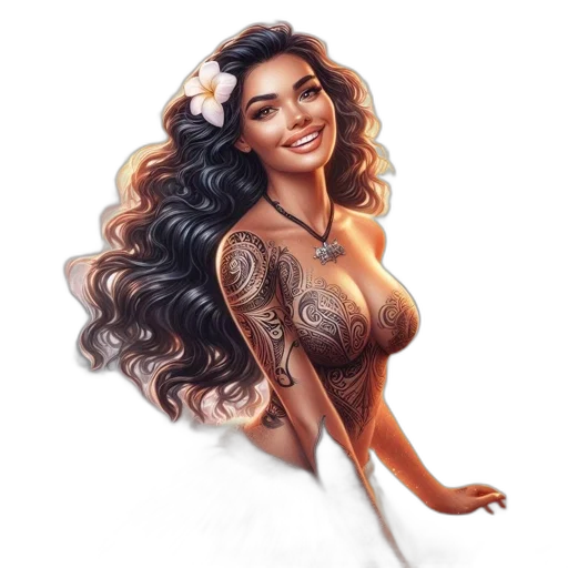hair, fantasy art, photorealistic, concept art, cartoon, enchanting, illustration, features transparent PNG cut-out