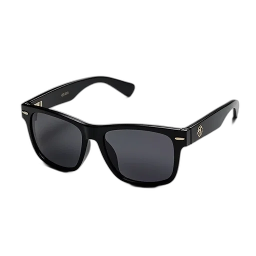 pair, black, sunglasses, reflective, lens, logo, temple, tip transparent PNG cut-out
