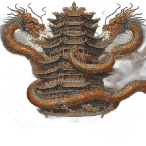 dragon, crown, staff, building, concept art, photorealistic, fantasy art, 3d render transparent PNG cut-out