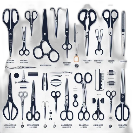 weapon, staff, hair, jewelry, various, types, scissors, displayed transparent PNG cut-out