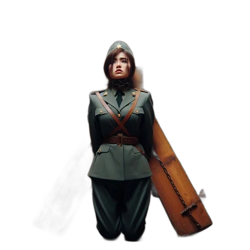 staff, jacket, weapon, sword, concept art, fantasy art, 3d render, pixel art transparent PNG cut-out