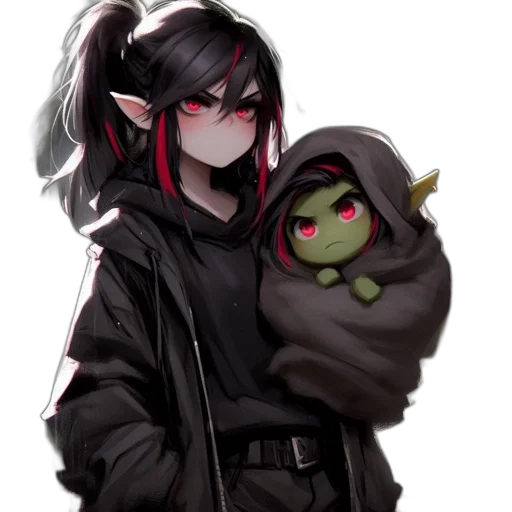 jacket, mask, staff, concept art, fantasy art, pixel art, anime, dark transparent PNG cut-out