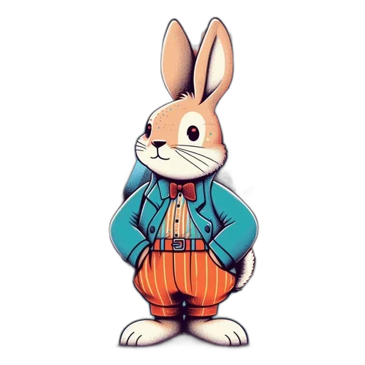 jacket, animal, 3d render, cartoon, concept art, pixel art, anthropomorphic, rabbit transparent PNG cut-out