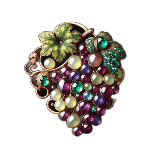 jewelry, crown, green, elaborate, grape-shaped, brooch, adorned, colorful transparent PNG cut-out
