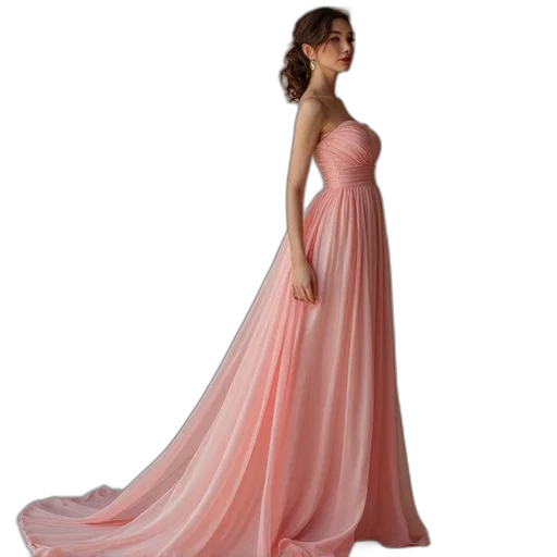dress, pastel, elegant, sweetheart, chiffon, prom, strapless, bridesmaid transparent PNG cut-out